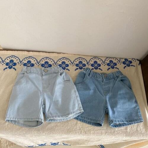 2021 new style girls boys denim shorts summer cotton linen fashion kids shorts