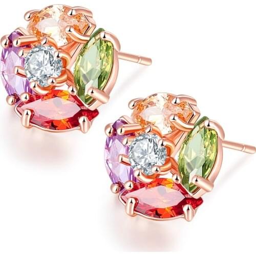 2021 NEW Colorful Crystal Zircon Earrings Europe Crystals from Austrian wedding Earring for Women Gift Fine jewelry
