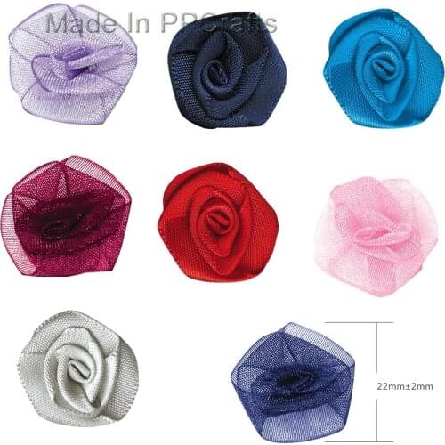 Free Shipping 3/8" Satin/Organza Ribbon Rose Tea Flower For Cloth Wedding Hairbow DIY Crafts Toy 200pcs