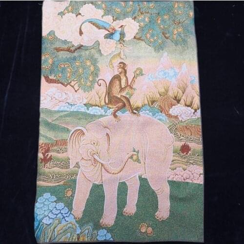 35" Thangka embroidery Tibetan Buddhism silk embroidery brocade Nepal Four harmony graph Meaning family harmony Thangkas