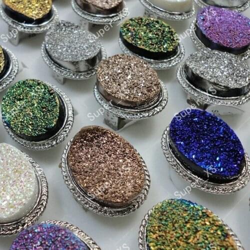 8Pcs al por Mayor Glitter Stone Silver Plated Rings for Women Whole Jewelry Lots Free Shipping LR163