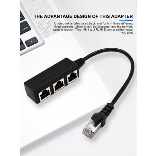 RJ-45 1 Male To 3 Female Ethernet Ports Network Plug Cable Splitter Adapter Splitter Extension Adapter Male To Female Connector