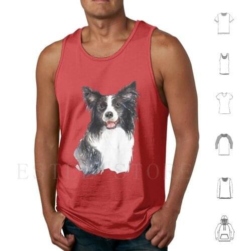 Watercolor Border Collie Dog Tank Tops Vest Sleeveless Border Collie Lover Border Collie Owner Border Collie Dog Border