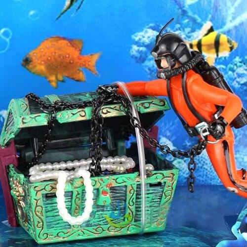 Aquarium Decor Cartoon Treasure Hunter Diver Action Figure Fish Tank Ornament Landscape Aquarium Decoration Accessories