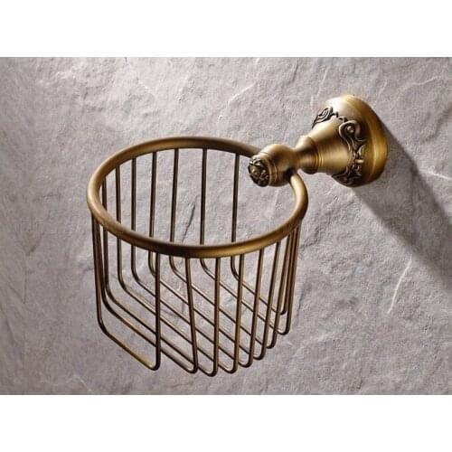 Antique brass Paper Towel Rack Shelf Paper Nets Basket Toilet Paper Rack Roll Holder European Bathroom Accessories zba426