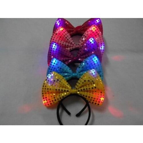 Sequins LED headband Light Up party hat luminous Flashing Blinking Party Favors Christmas Halloween Bar stage fancy dress props