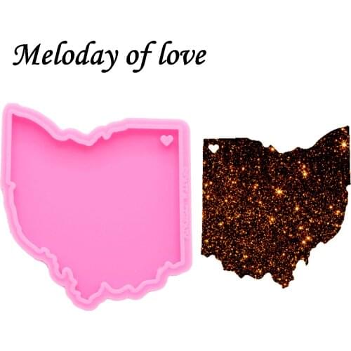 Shiny ohio tate map molds for keychains DIY epoxy model resin key keychains moulds silicone custom mold DY0221