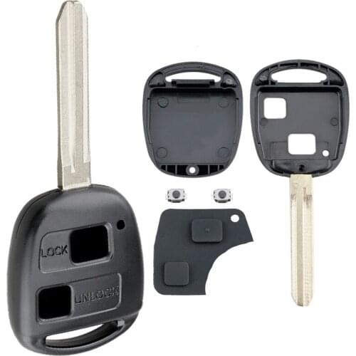 Car Key Case 2 Buttons Car Remote Key Shell with TOY43 Blade + 2 Micro Switches Fit for Toyota Yaris Prado Tarago Camry Corolla