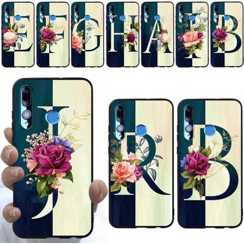 Phone Case for Huawei Honor 20 Lite/Honor 10 Lite Soft TPU Silicone Luxury Stamped Letters Pattern Ultra-slim Back Cover