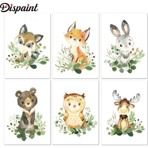 Dispaint 5D Diy Diamond Painting Cross Stitch "Animal bunny owl fox bear" Home Decor Full Rhinestones Inlay Diamond Embroidery