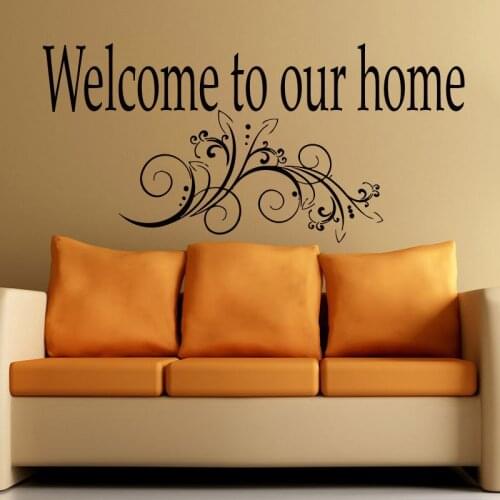 Welcome To Our Home Wall Sticker Home Decor Living Room Bedroom Flower Art Murals Wallpaper Decoration