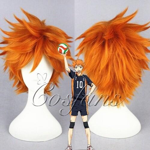 Haikyuu!! Hinata Syouyou Short Orange Fluffy Layered Cosplay Wigs Heat Resistant Synthetic Hair Anime Hinata Shoyo Wig+wig cap