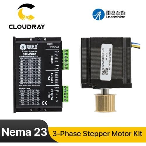 Leadshine Nema 23 Open Loop Stepper Motor Kit 3 Phase Stepper Motor 0.9N.m/1.5N.M 573S09-L-18/573S15-L-18+Driver 3DM580