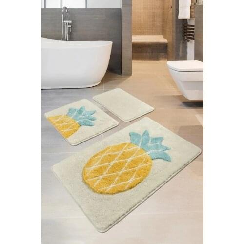 Chilai Home Pineapple 3'lü Set Toilet Seat Pad Acrylic Bath Mat 358046316