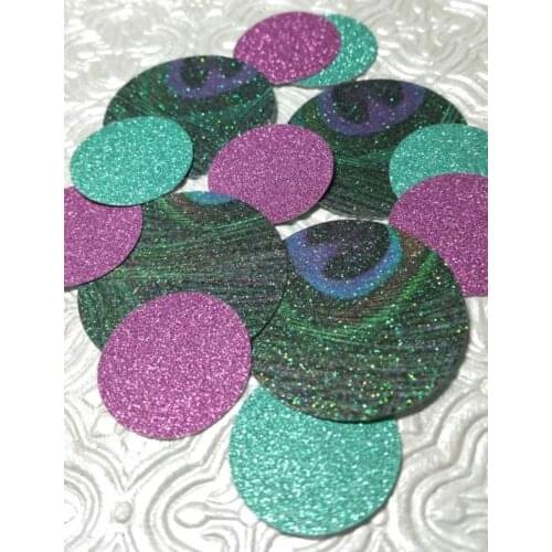 Peacock purple teal dark mint confetti wedding baby shower anniversary birthday Table decor scrapbook Confettis