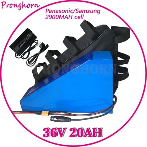 Free Shipping 36V 20AH Electric Bicycle Battery 36 V Lithium Triangle Battery 20AH use Panasonic/Samsung cell with BMS 5A Charge