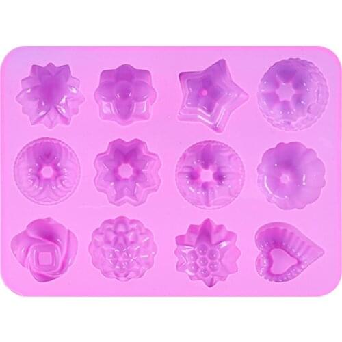 Mini Silicone Cake Mold Ice Cube Tray DIY Nonstick 12 Cavity Chocolate Fondant Mould 3D Pastry Jelly Baking Decoration Tools