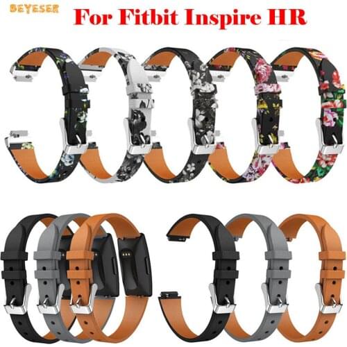 Fashion Leather Printing Strap For Fitbit Inspire HR Smartwatch Replacement Wristband Bracelet Tracker Watchband Accessories