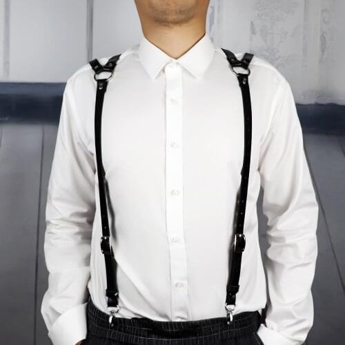 2021 Leather Exotic Tops Men Gay Chest Harness Adjustable Male Harness Belts Punk Rave Costumes For Bondage Games Punk Clothes