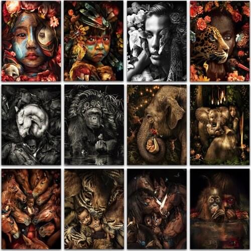 5D DIY Diamond Painting Kit Paint Flower Animal horse Wolf Cat Tiger Full Square&Round embroidery mosaic Cross stitch home decor