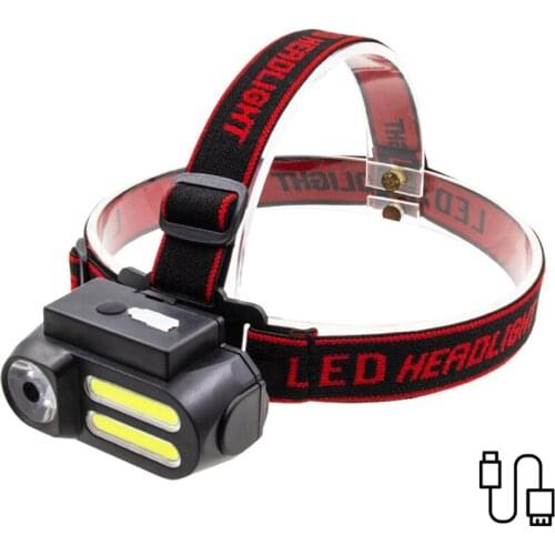 4 Modes LED COB Headlamp USB Rechargeable Headlight Waterproof & Lightweight Camping Outdoor Sports Headlight, 90 Degree Adjust