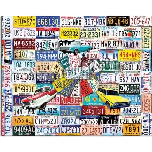 New Full Square Diamond 5D DIY Diamond Painting License Plates Embroidery Cross Stitch Rhinestone Mosaic Painting Home Decor