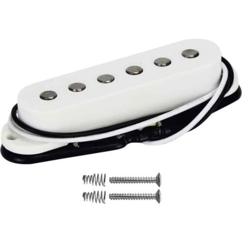 FLEOR White Alnico 5 Neck Guitar Single Coil Pickup 50mm Flat Pole for ST Style Guitar