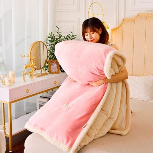 Solid Lamb Cashmere Duvet Cover 2020 New Thicken Flannel Fleece Bed Linens Velvet Quilt Cover Double Side Plush Bed Blankets