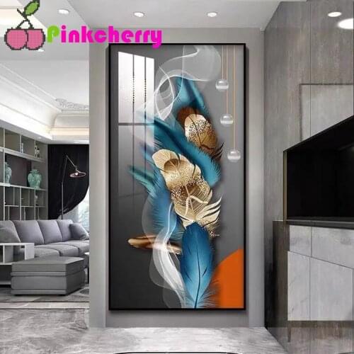 Landscape feather Nordic light luxury diy Diamond Painting Mosaic diamond Embroidery Living Room Decor drop shipping k1448