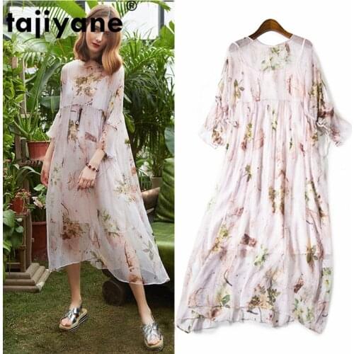 Natural Real Silk Summer Dress Women Boho Floral White Dress Woman Elegant Long Sexy Party Dress Beach Dresses Vestidos OTHERS