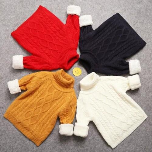 Male qiu dong, boy sweater thickened turtleneck sweater, solid color thermal sweater