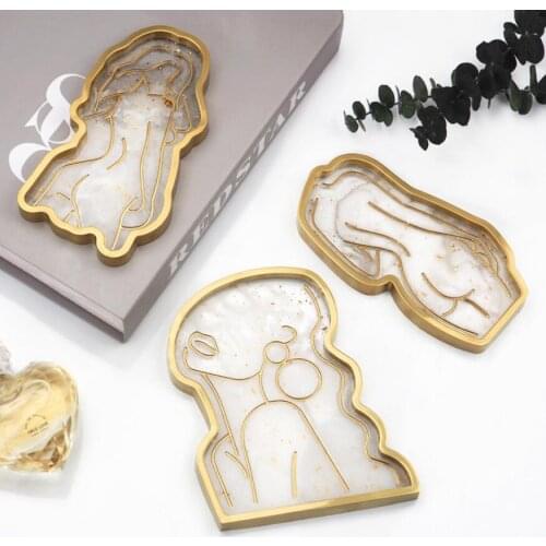 Tray DIY Epoxy Crystal Resin Silicone Mold Girl Model Body Abstract Plate Plate Mirror Tray Silicone Mold