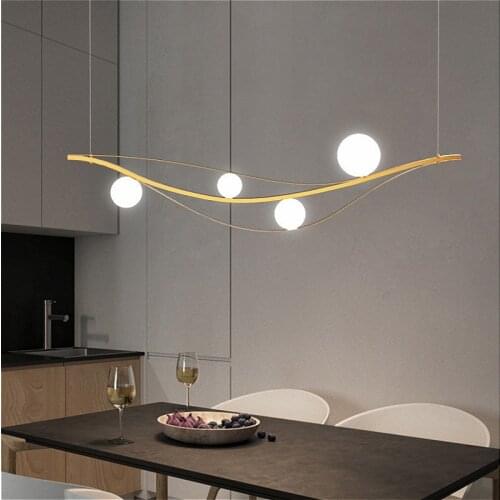 Modern minimalist glass ball lampshade golden lighting fixtures Nordic indoor lighting kitchen office bar restaurant chandelier
