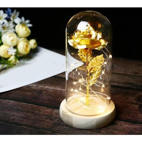 LED String Light Flowers Rose Luminous Artificial Preserved Rose Glass Dome gift Valentines Day Mothers Day Gifts