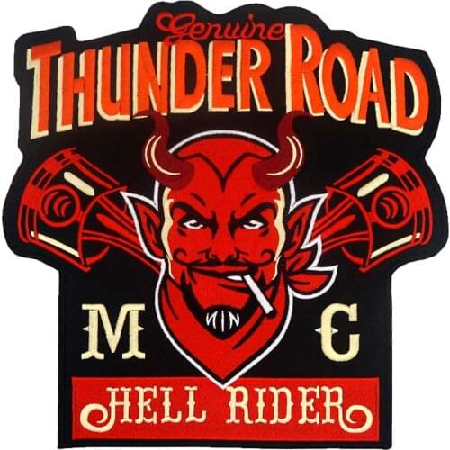 THUNDER ROAD LARGE Patch Embroidered Applique Sewing Label punk biker Patches Clothes Stickers Apparel Accessories Badge