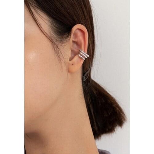 Japanese Multi-layer Gold Silver Color Metallic Clip Earrings for Women Girls Elegant Hollow Out Party Earring Jewellery