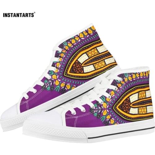 INSTANTARTS Casual Sneakers Women African Traditional Classic High Style Canvas Woman Flats Shoes Vulcanized Footwear Females