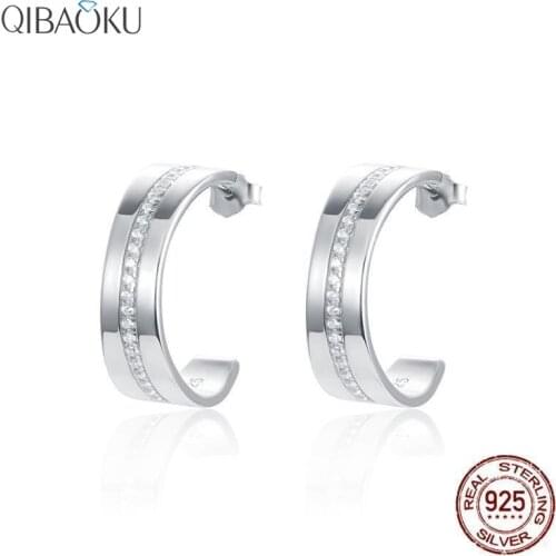 925 Sterling Silver Women Silver & Clear CZ Zircon Earrings for Women Brincos Femme European Earrings Jewelry