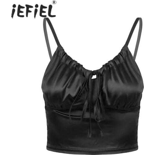 Women Pleated Strappy Camisole Solid Patchwork Leotard Vest Female Sexy Lingerie Crop Tops Exotic Tanks Clubwear for Nightclub