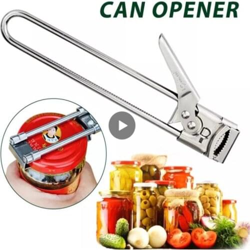 1PC Can Opener Manual Stainless Steel Easy Can Jar Opener Adjustable Cap Lid Openers Tool Kitchen Gadgets Universal Home Openers