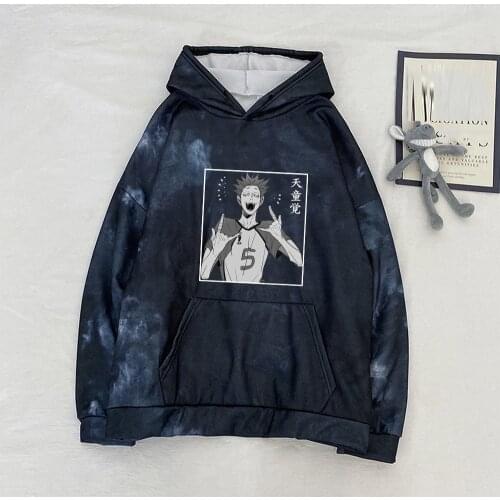 2021 Japan Anime Haikyuu Tendo Satori Cosplay Hoodie Men Cool Causal Sweatshirt 2021 Hip Hop Fashion Tie-dye Sweatshirt Tops