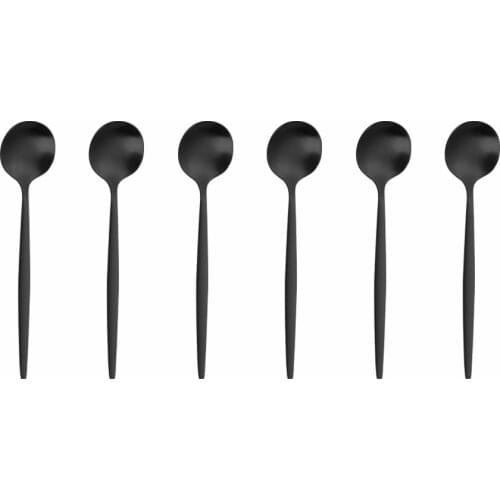 6 Pcs Stainless Steel Coffee Stirring Tea Spoons Drinking Honey Ice Cream Teaspoons Cocktail Stirring Cutlery Kitchen Teaspoons
