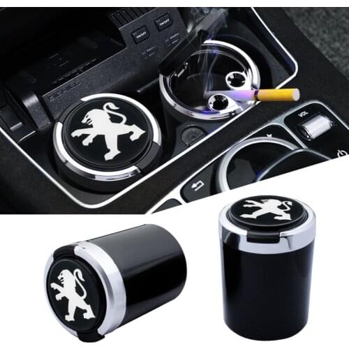 Car Ashtray With LED Light Smoke Cup Holder Storage Cup For Peugeot 207 308 3008 206 307 508 407 2008 Auto Interior Accessories