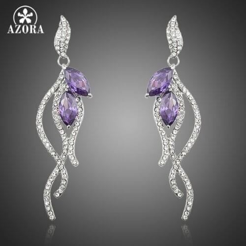AZORA Romantic Elegant Purple AAA+ Cubic Zirconia Abstractive Parrot Earrings For Women TE0182