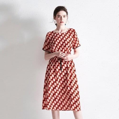 White Red Geometric Floral Silk Crepe Dresses Women Fashion 2021 Summer Long Casual Sexy Office Work Daily Dress Plus Size Slim