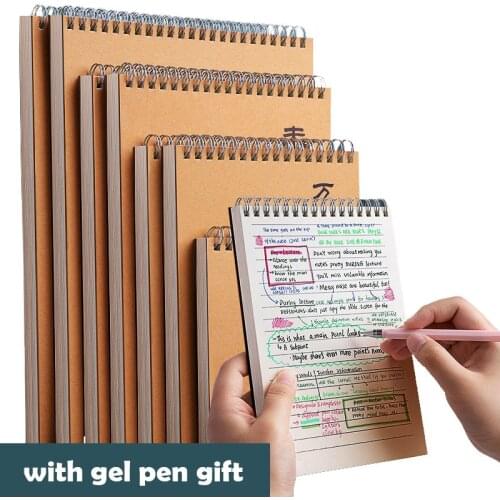 Kraft Paper A6 A5 B5 Notebook Coil Thick Grid Blank Line Notebooks For Student Notepad Square Up-turning Loose-leaf