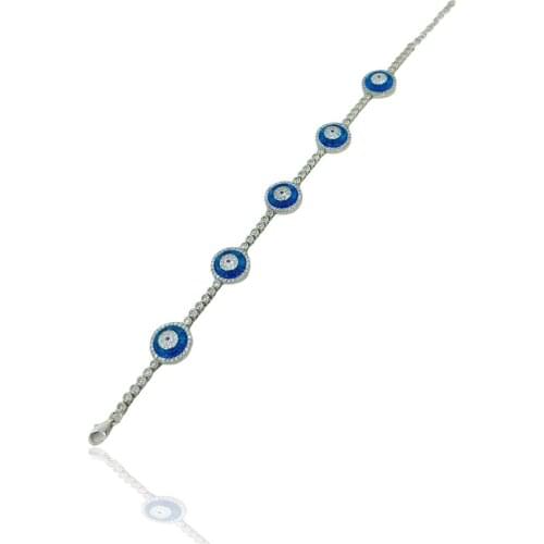 Gists 5 Fives Eye Italian Top Quality Waterway 925 Silver Bracelet