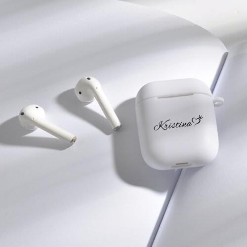 Airpods 2 Case Custom Name Luxury Silicone Cover DIY Personalise Heart Crown For AirPod Pro Funda Cute Pod Earphone Accessories