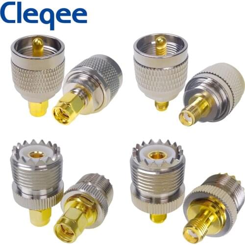 Cleqee UHF-SMA Adpater SMA Female male To UHF Male PL259 SO239 Connector RF Coax Coaxial Adapter 1PC