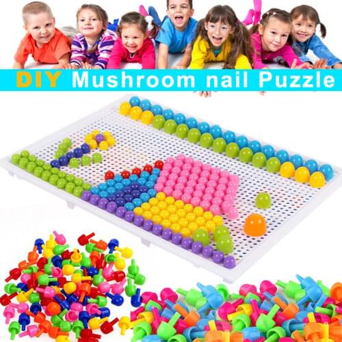 Children Toys Puzzle Peg Board With 96 Mushroom Pegs Model Kits Educational Building Toy for Kids Gift Random Color can CSV